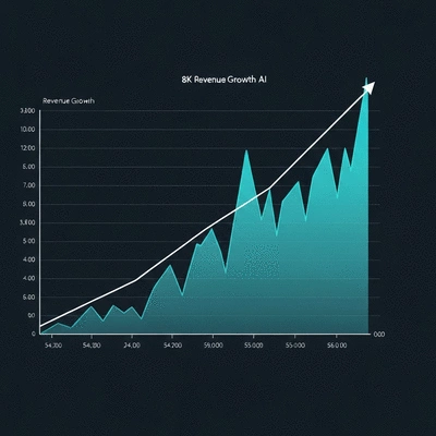 Graph of revenue growth with AI, showing an upward trend, clean and modern design, no text, no words, no typography, 8K