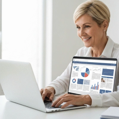 Person working on a laptop with AI-generated content on screen, representing content creation and monetization